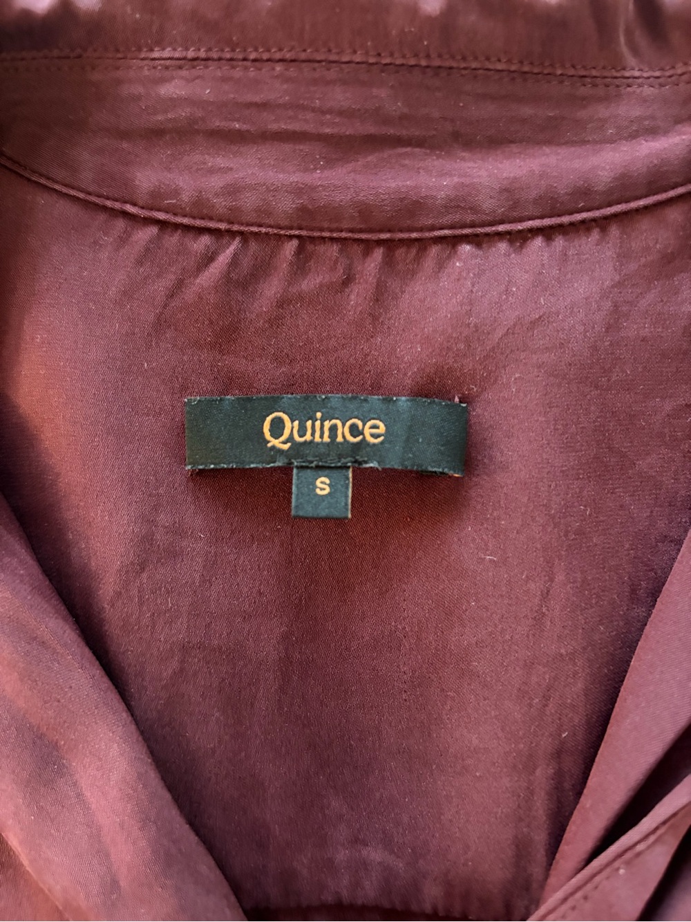 Quince Washable Stretch Silk Button-Down Shirt in Wine Red - Picture 5 of 5